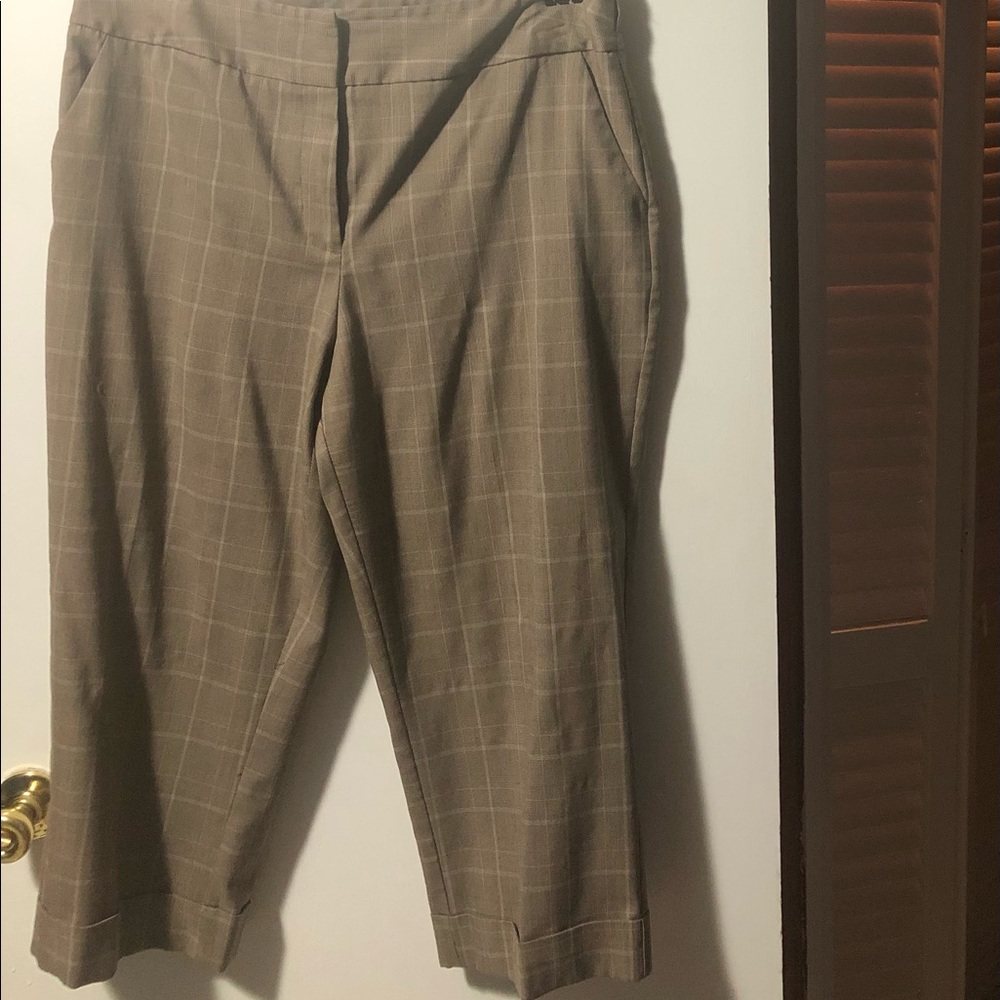 Brown Plaid Capri Pants